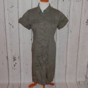 NEW Canyon River Blues Gray Olive Medium Twill Sheath Button Utility Dress 3573